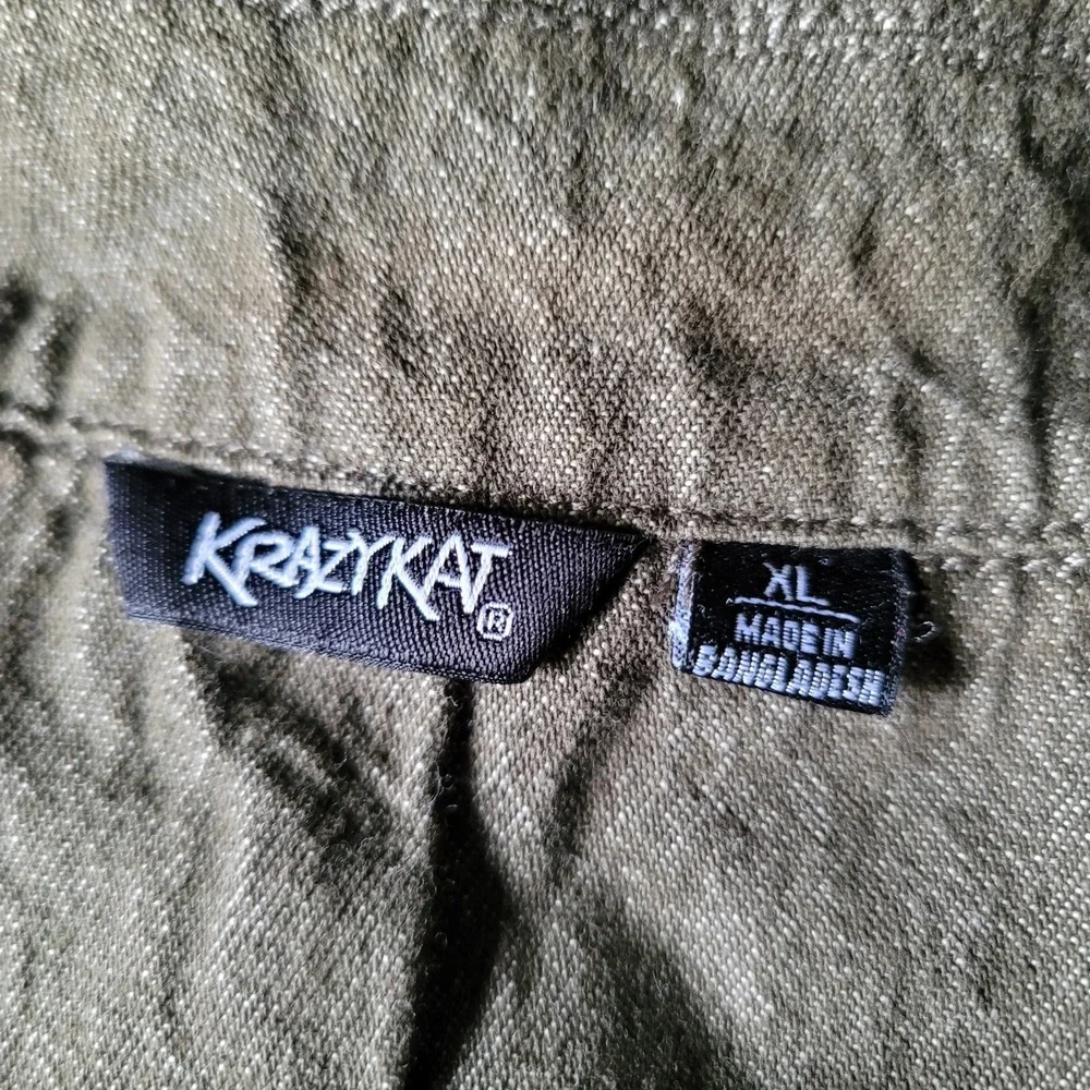 Krazy Kat‎ Olive Green Embroidered & Beaded Boho Jacket  XL with Pockets